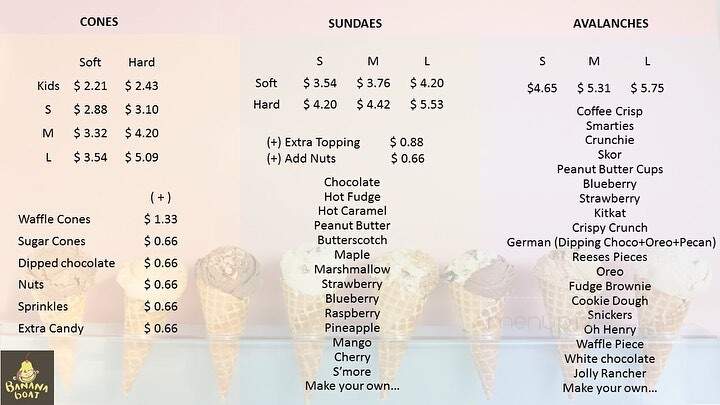 Banana Boat - Winnipeg, MB menu_pic