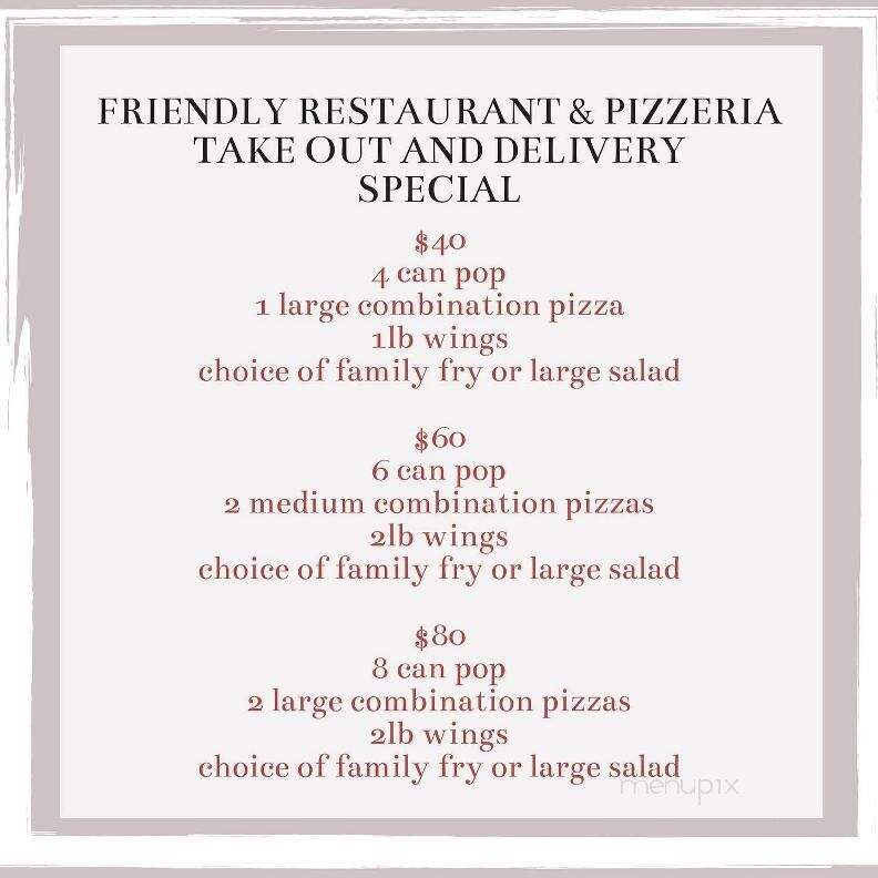 Friendly Restaurant & Pizzeria - Rockland, ON menu_pic