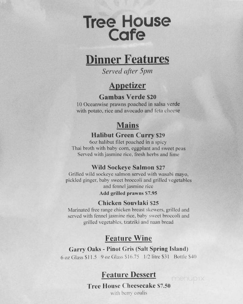 Tree House Cafe - Salt Spring Island, BC menu_pic