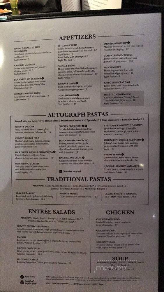 Johnny's Italian Steakhouse - Moline, IL menu_pic