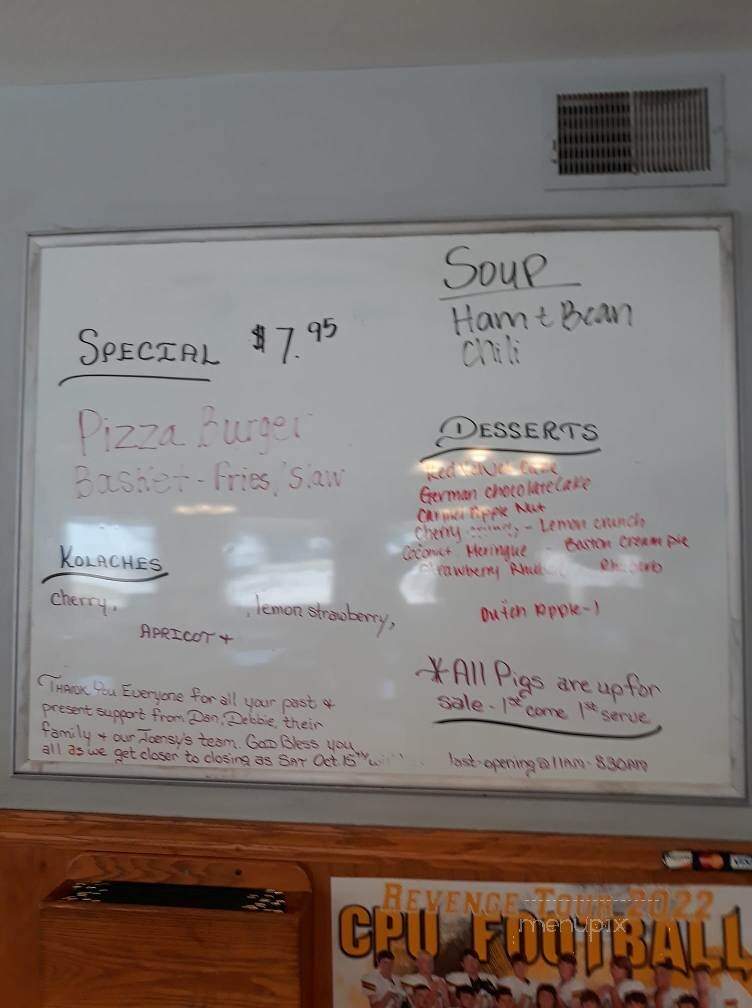 Joensy's Restaurant - Center Point, IA menu_pic