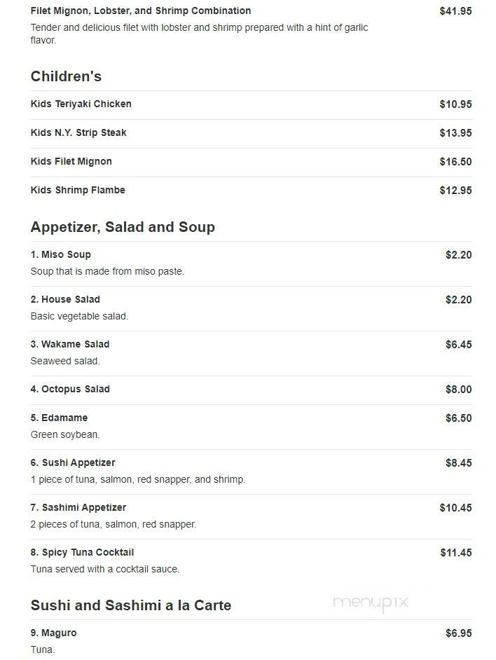 Sakura Japanese Steak-Seafood - Bel Air, MD menu_pic