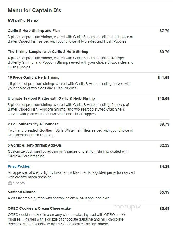 Captain D's Seafood - Douglas, GA menu_pic