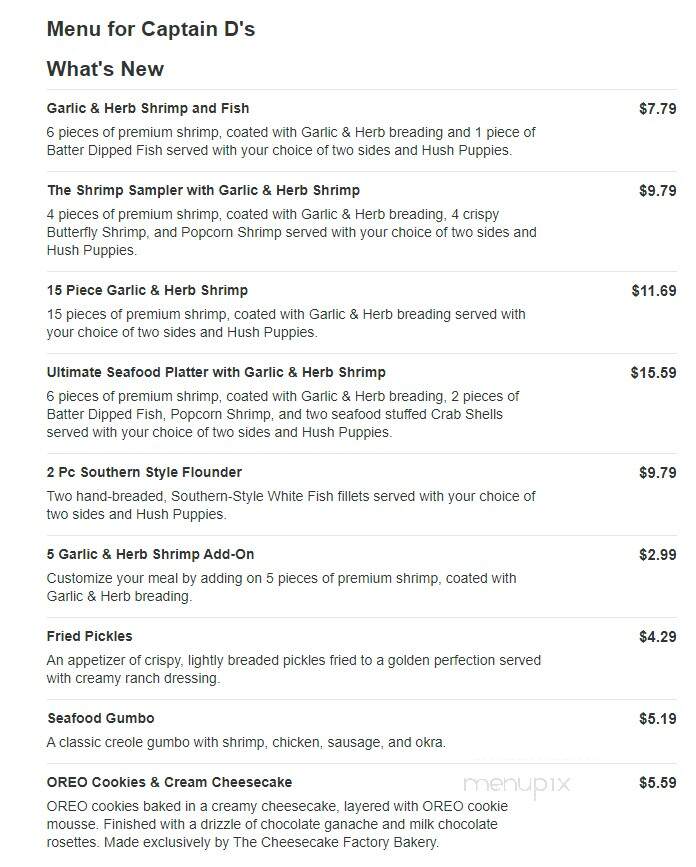 Captain D's Seafood - Buford, GA menu_pic