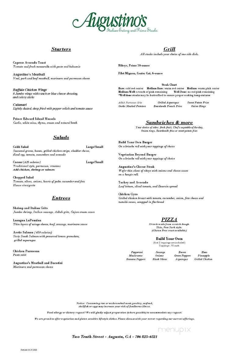 Augustino's An Italian Eatery - Augusta, GA menu_pic
