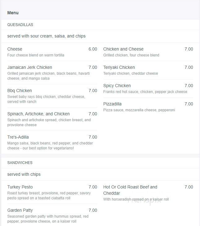 Chaplin's The Music Cafe - Spring City, PA menu_pic