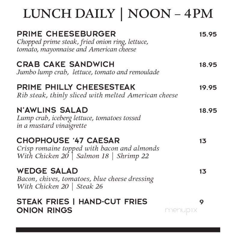 Chophouse '47 - Greenville, SC menu_pic