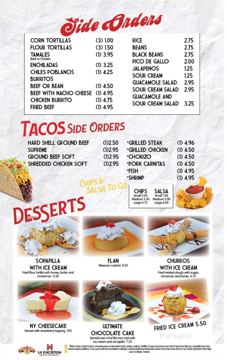 La Hacienda Mexican Restaurant - North Charleston, SC menu_pic