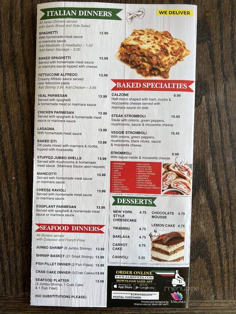 Sam's Pizza & Subs - Fredericksburg, VA