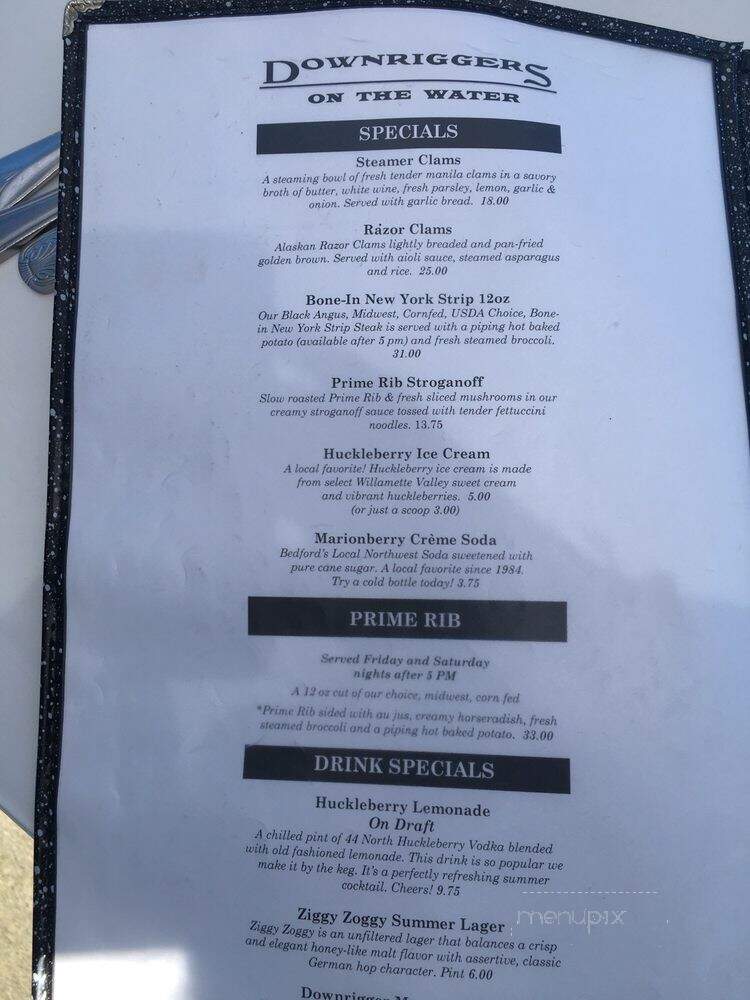 Downrigger's Waterfront Restaurant - Port Angeles, WA menu_pic