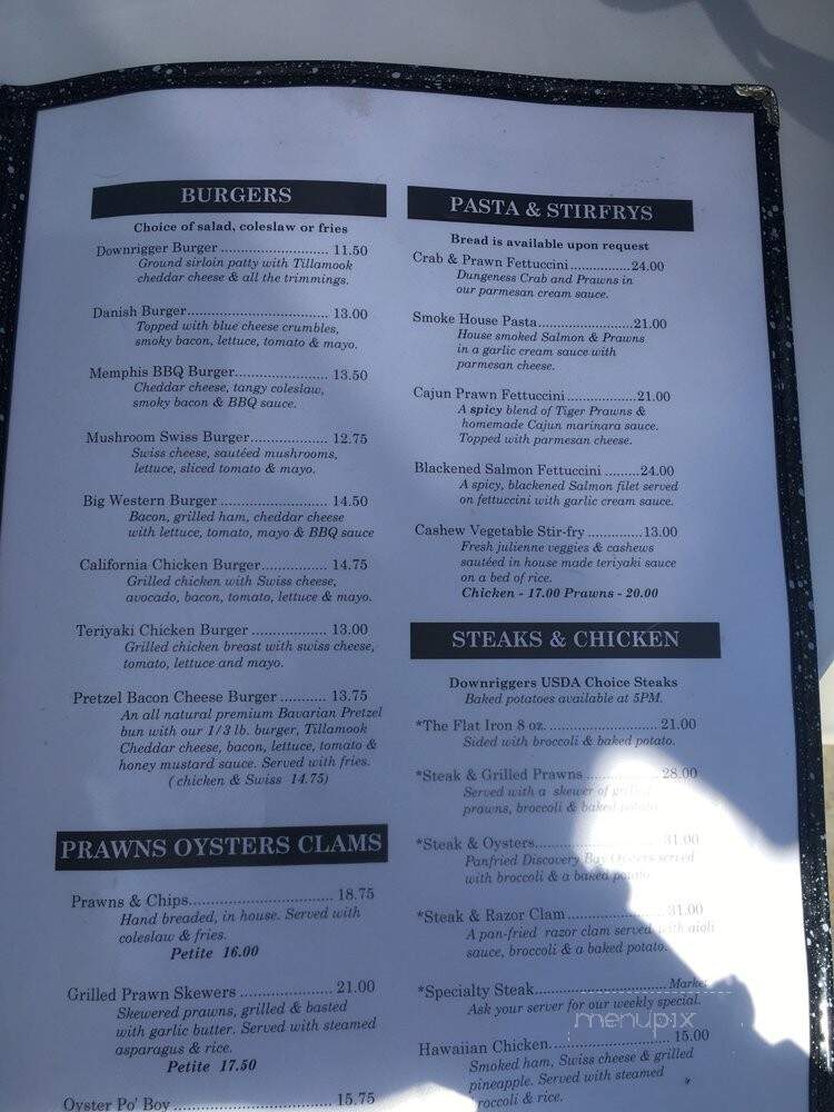 Downrigger's Waterfront Restaurant - Port Angeles, WA menu_pic