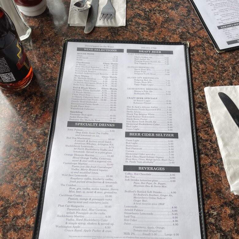 Downrigger's Waterfront Restaurant - Port Angeles, WA menu_pic