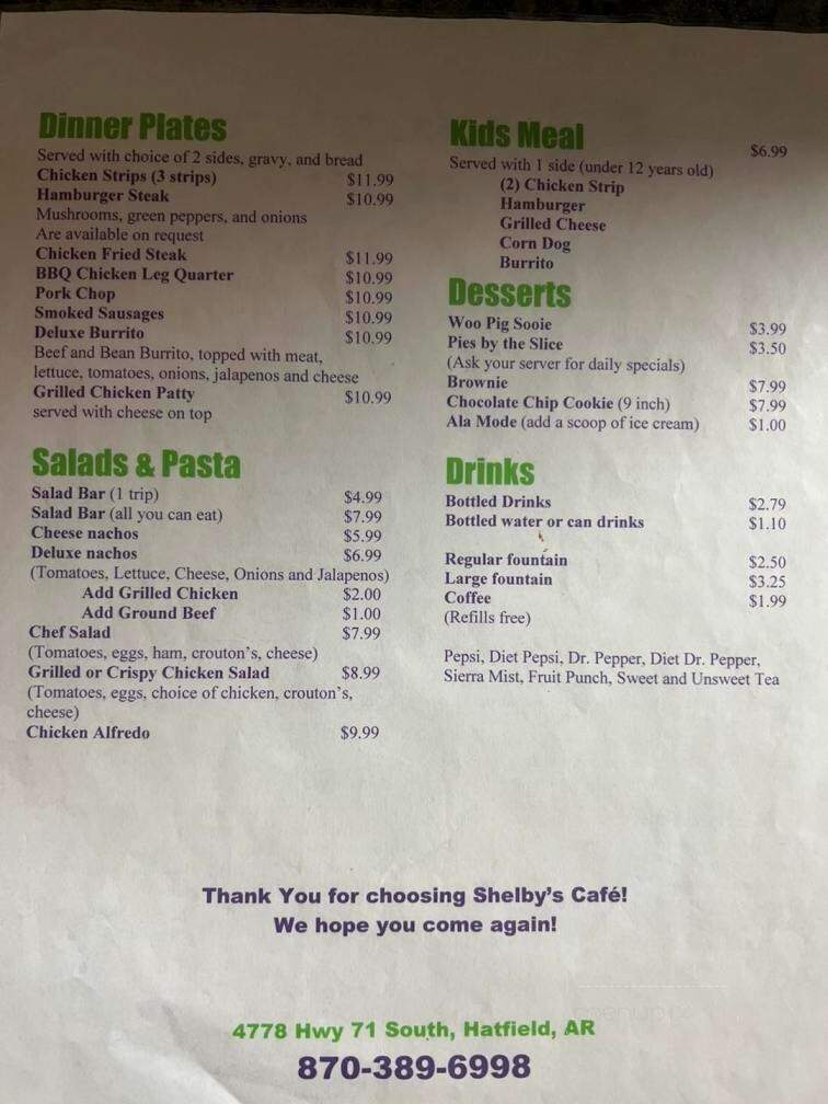 Simple Simon's Pizza - Hatfield, AR menu_pic