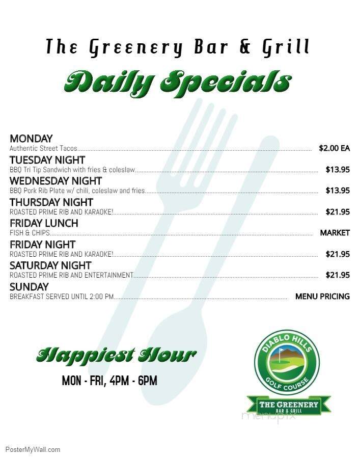 Greenery Restaurant - Walnut Creek, CA menu_pic