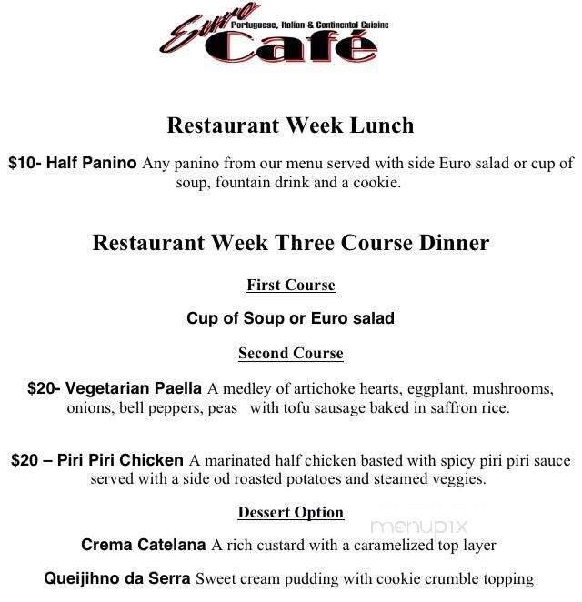 Euro Cafe - Claremont, CA menu_pic