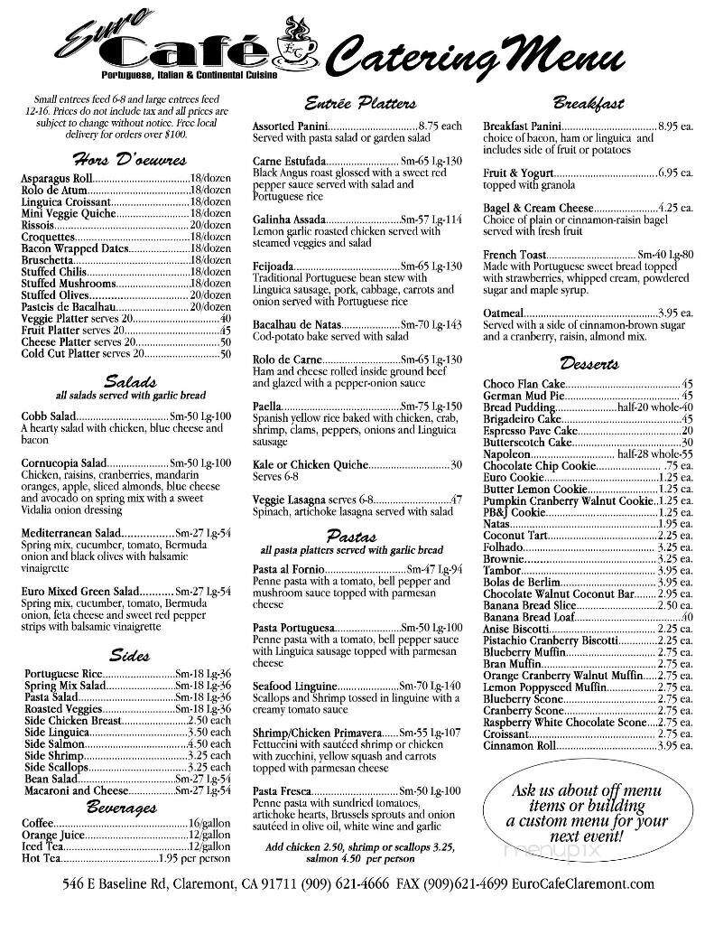 Euro Cafe - Claremont, CA menu_pic