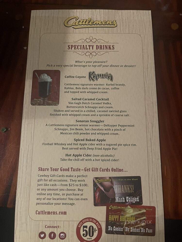 Cattlemen's Restaurant - Dixon, CA menu_pic