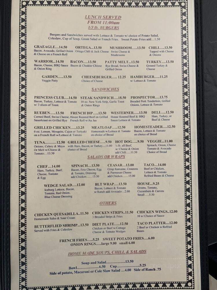 Graeagle Restaurant - Graeagle, CA menu_pic