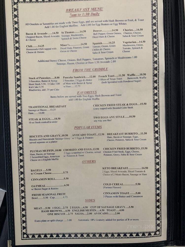 Graeagle Restaurant - Graeagle, CA menu_pic