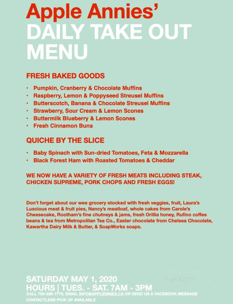 Apple Annie's Cafe - Orillia, ON menu_pic