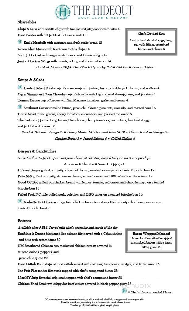 The Hideout Grill - Brownwood, TX menu_pic