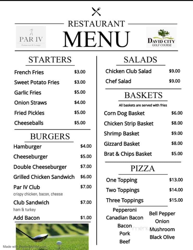 Par IV Restaurant & Lounge - David City, NE menu_pic