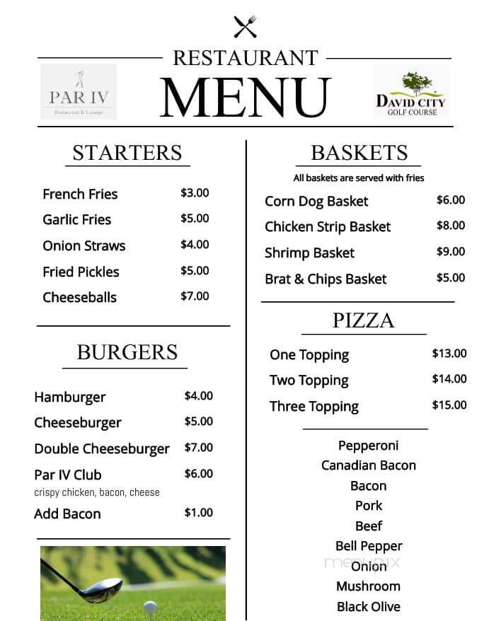 Par IV Restaurant & Lounge - David City, NE menu_pic