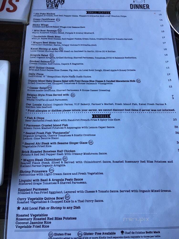Sam's Ocean View - Kapaa, HI menu_pic