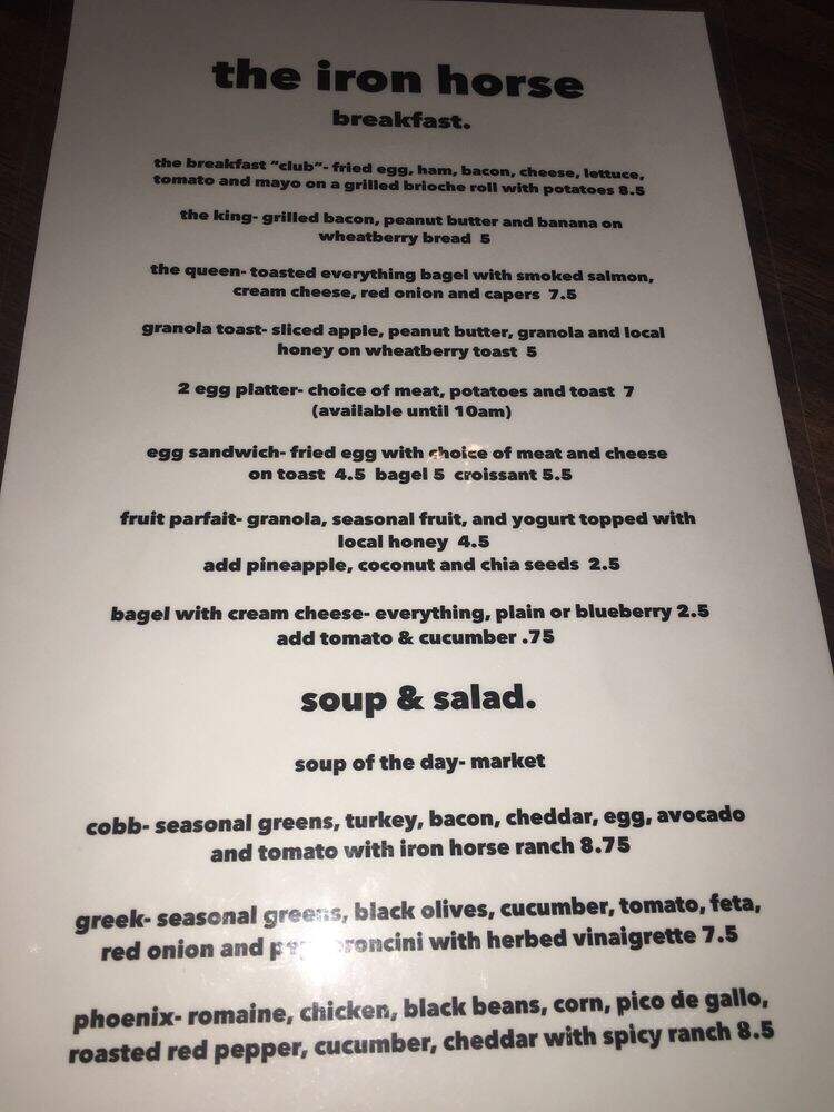 The Iron Horse Coffee House & Eatery - Willards, MD menu_pic