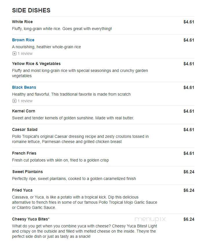 Pollo Tropical - Lauderhill, FL menu_pic