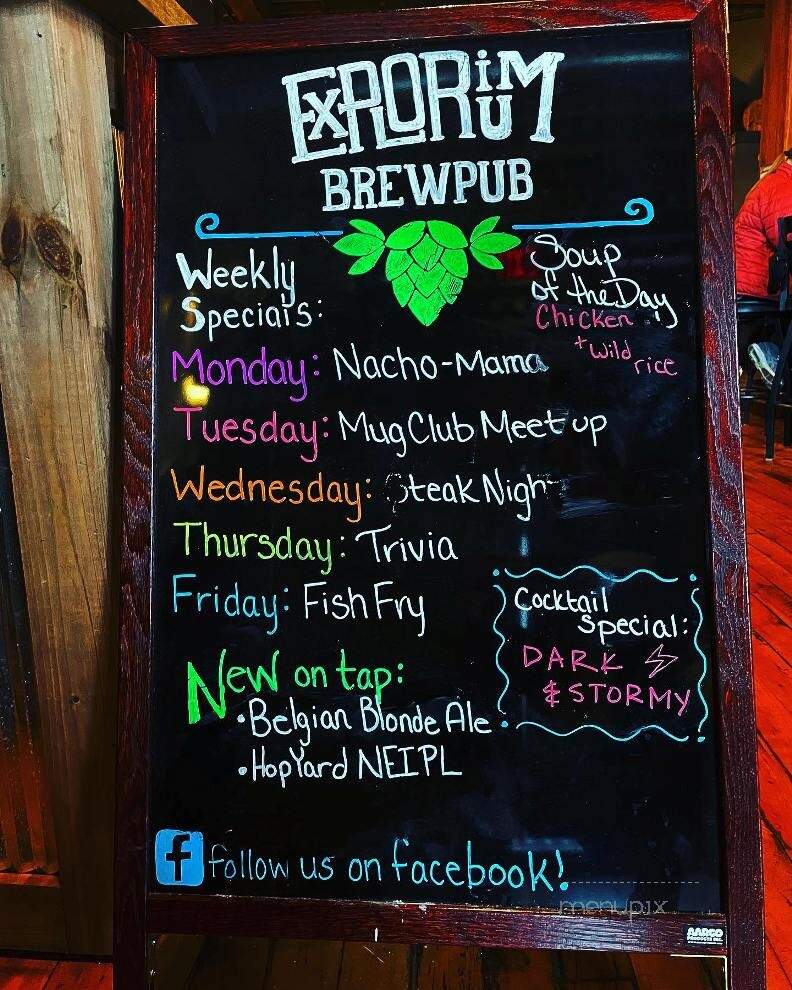 The Explorium Brewpub Southridge - Greendale, WI menu_pic