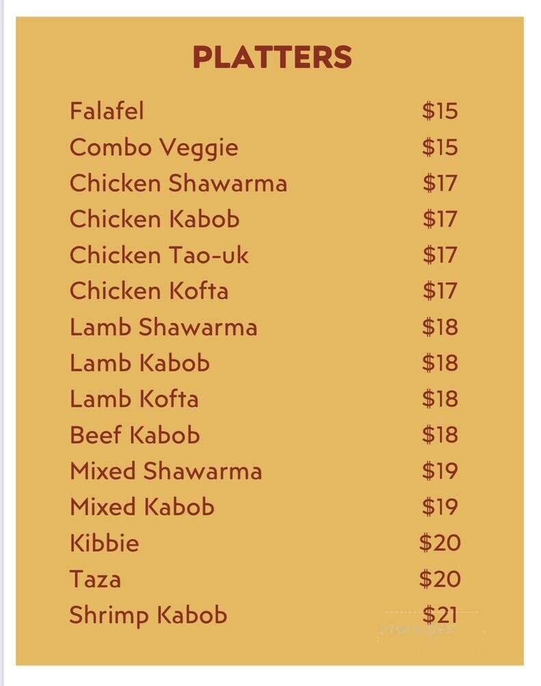 Taza Grill - East Lyme, CT menu_pic
