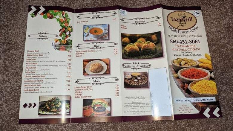 Taza Grill - East Lyme, CT menu_pic