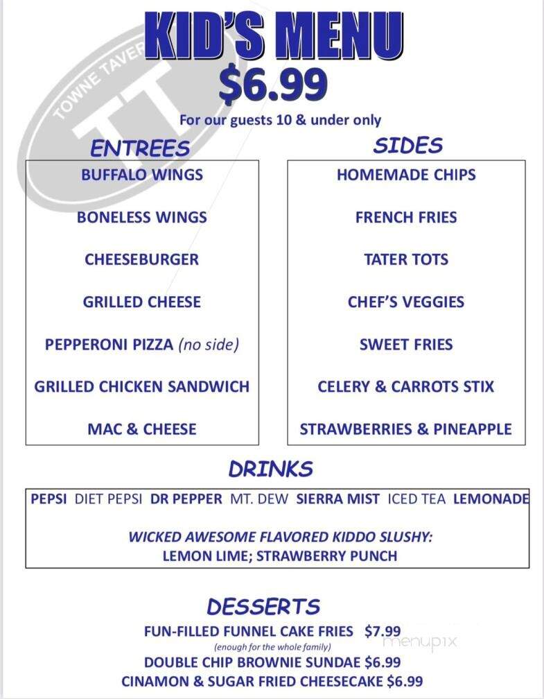 Towne Tavern - Rock Hill, SC menu_pic
