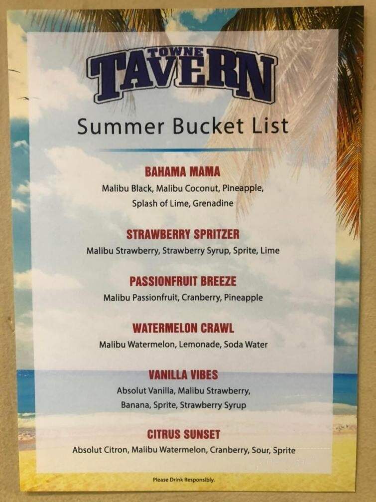 Towne Tavern - Rock Hill, SC menu_pic