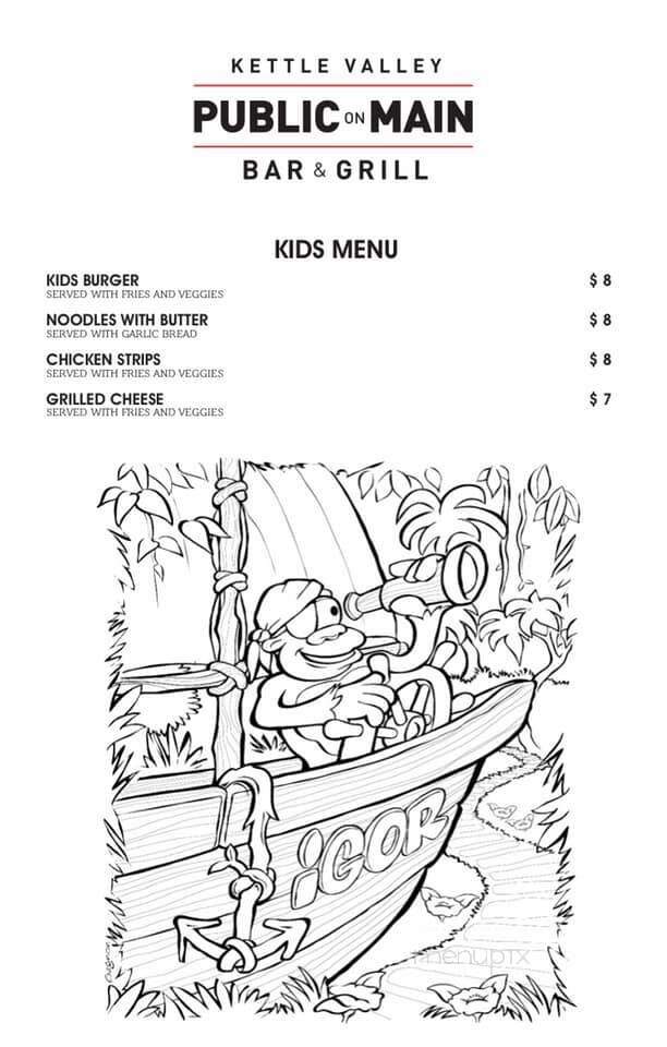 Kettle Valley Public On Main Bar and Grill - Kelowna, BC menu_pic