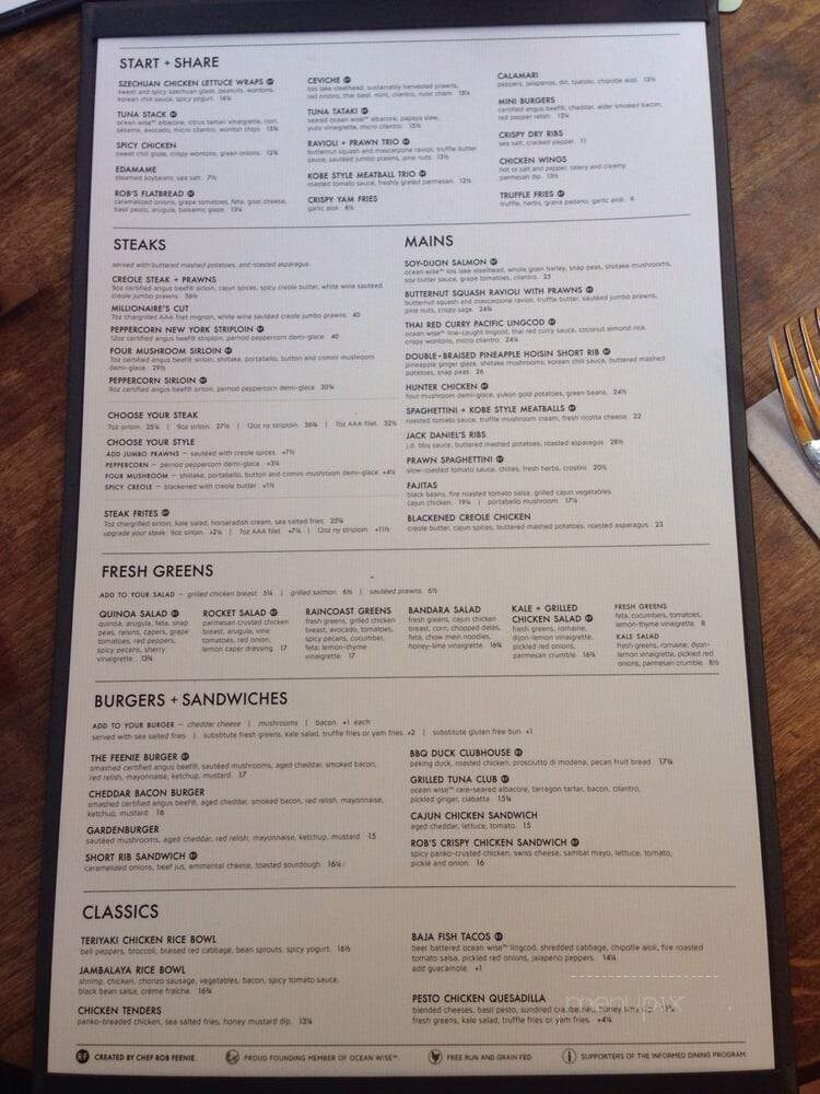 Cactus Club Cafe - Kelowna, BC menu_pic