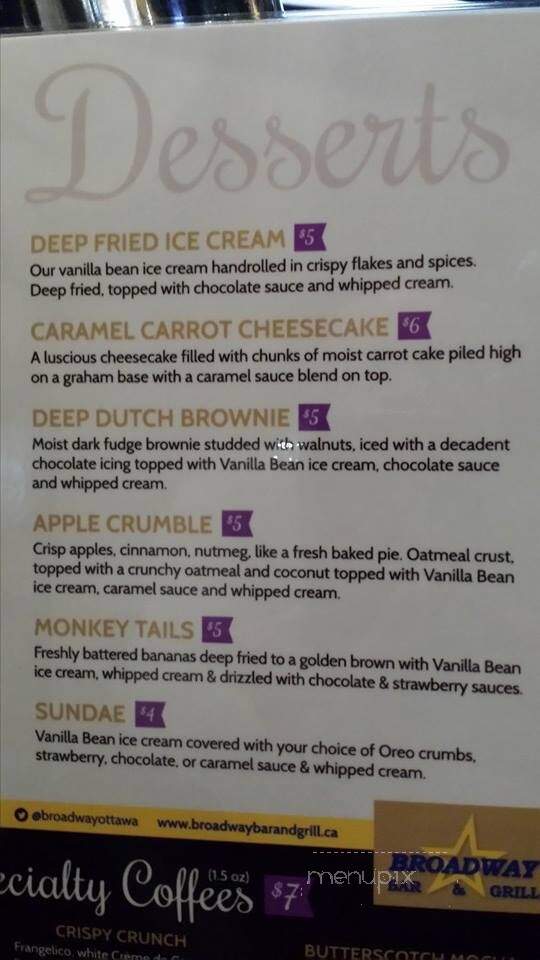 Broadway's Rockland - Clarence-Rockland, ON menu_pic