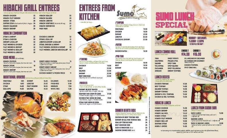 Sumo Japanese Steakhouse & Sushi Bar - Holyoke, MA menu_pic