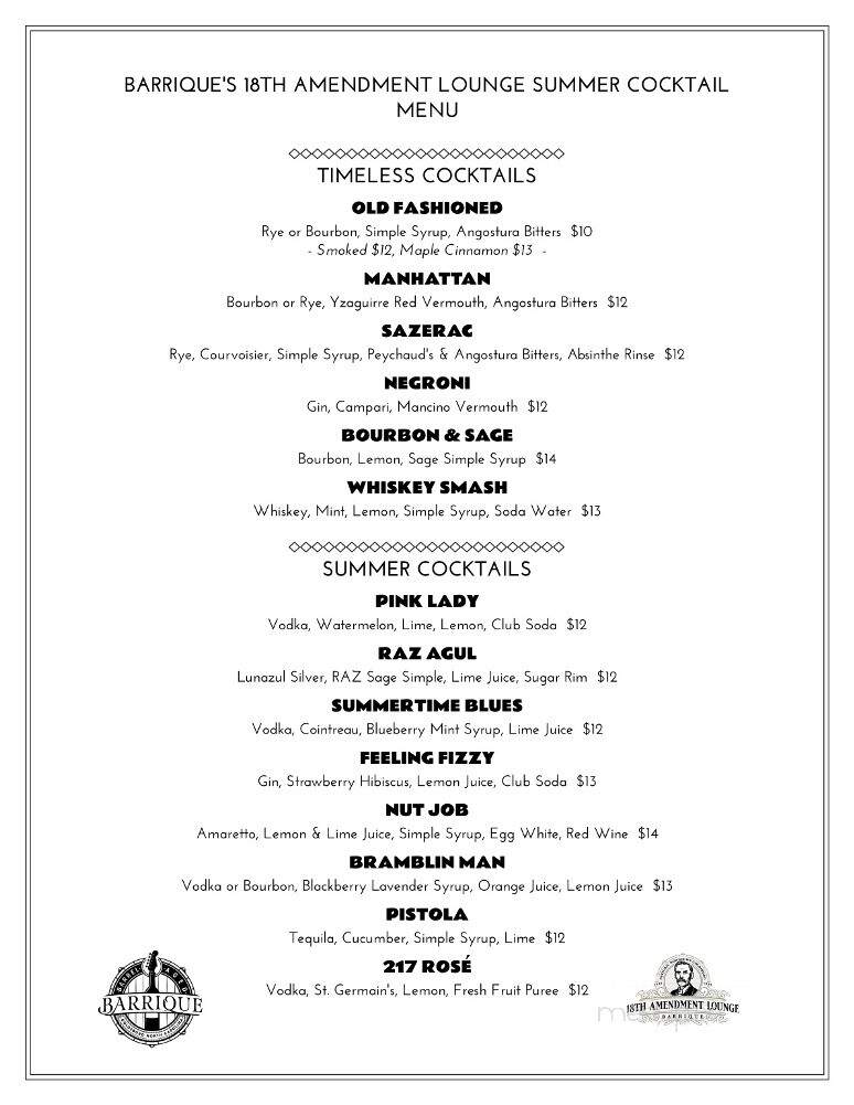 Barrique - Goldsboro, NC menu_pic