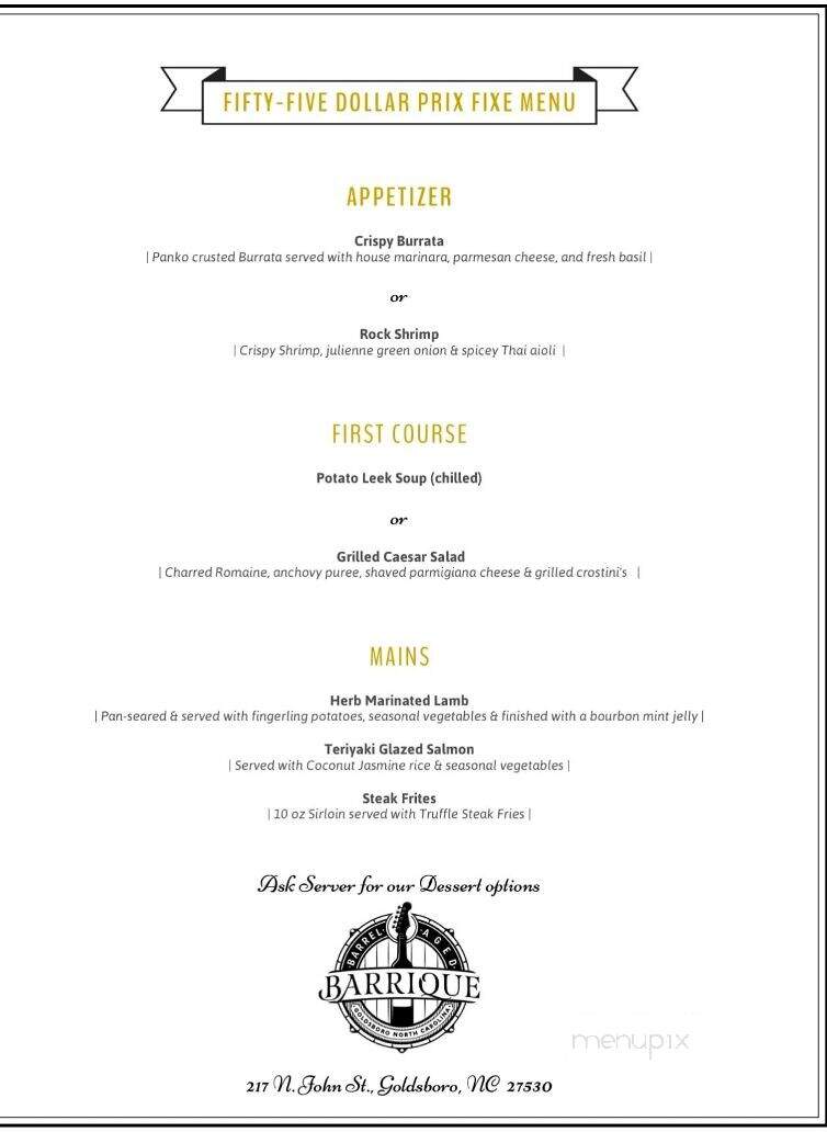 Barrique - Goldsboro, NC menu_pic