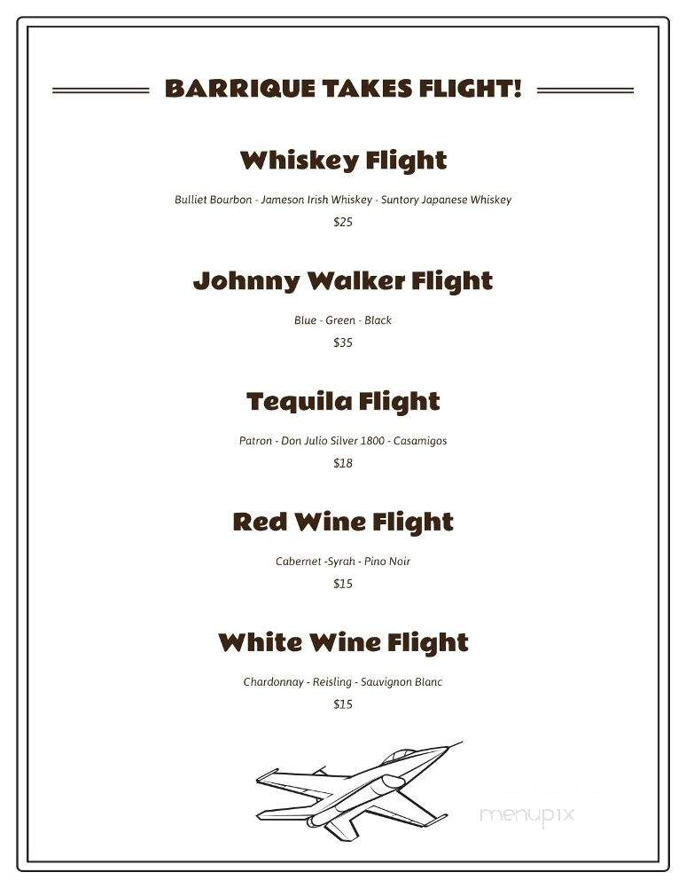 Barrique - Goldsboro, NC menu_pic