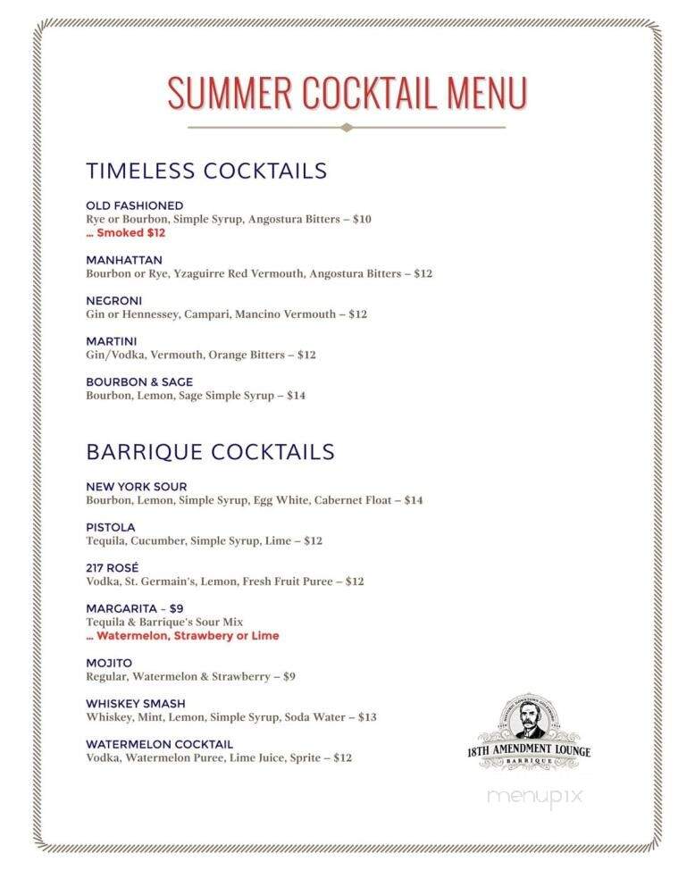 Barrique - Goldsboro, NC menu_pic