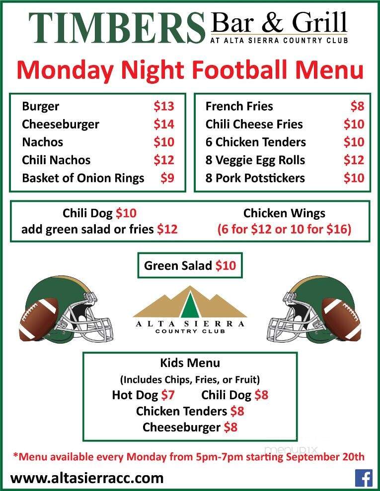 Alta Sierra Country Club - Grass Valley, CA menu_pic