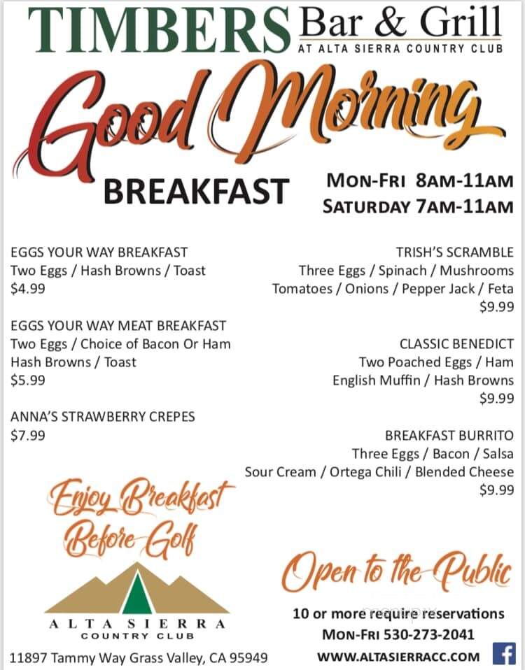 Alta Sierra Country Club - Grass Valley, CA menu_pic
