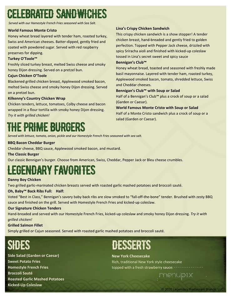Bennigan's - Mandan, ND menu_pic