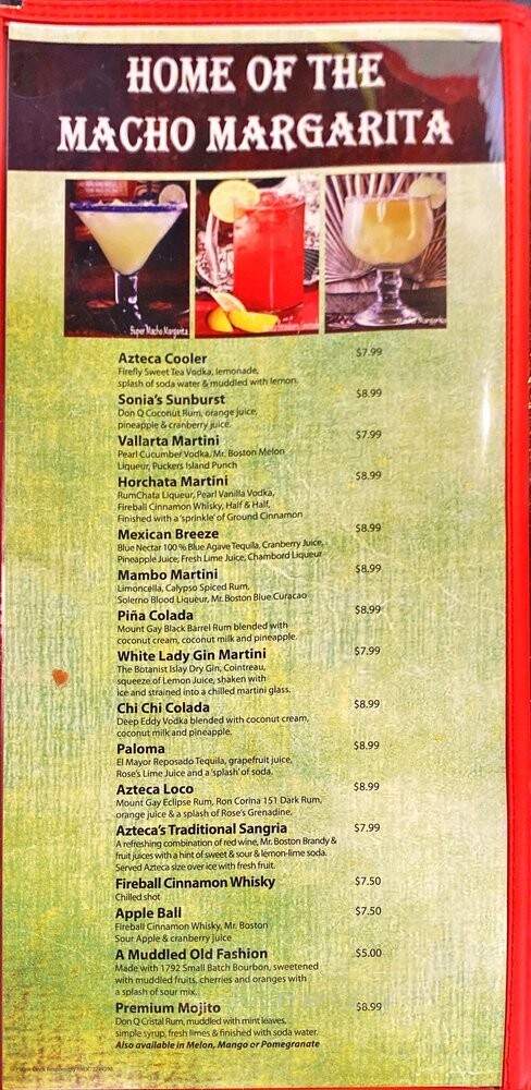 Patron Azteca - Coral Springs, FL menu_pic