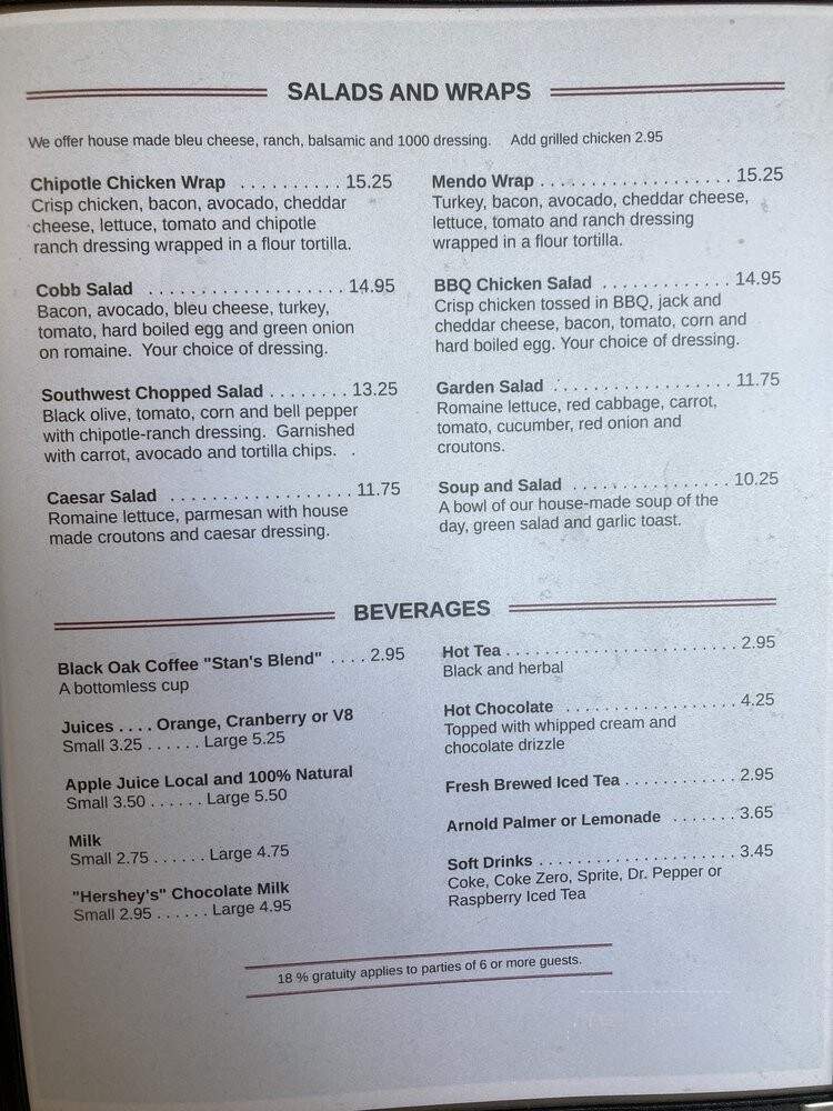 Stan's Maple Cafe - Ukiah, CA menu_pic