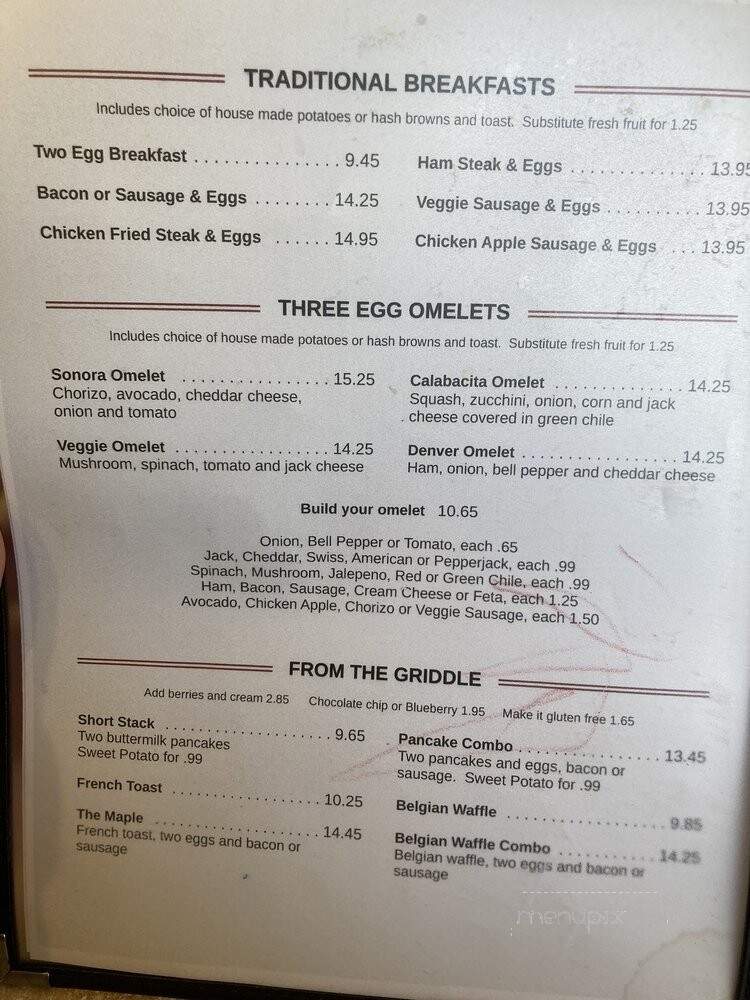 Stan's Maple Cafe - Ukiah, CA menu_pic