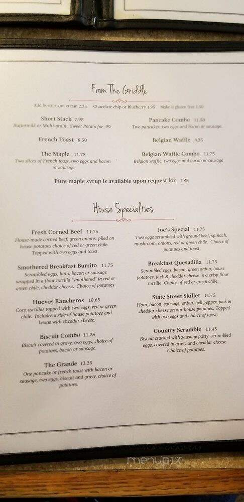 Stan's Maple Cafe - Ukiah, CA menu_pic